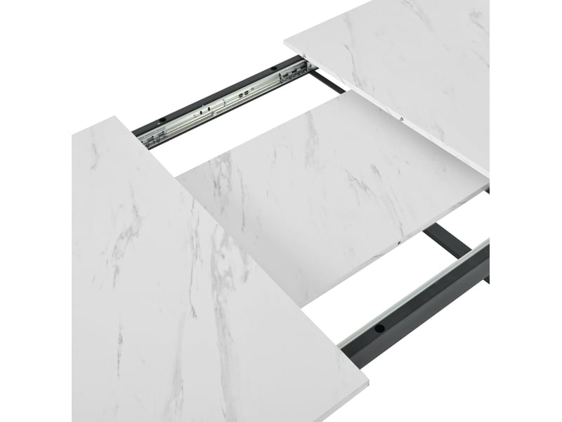  Table extensible 140180x80x75 cm avec 8 chaises – blanc et gris – ensemble salle à manger moderne  - Conforama D