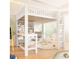 Lit mezzanine 140x200 cm <strong>MODENUIT </strong>  <strong></strong> coloris blanc