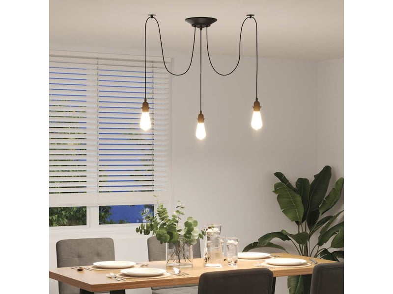  Lampe suspendue, suspension luminaire avec 3 porte-lampes e27 noir métal  - Conforama D