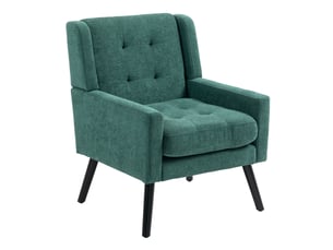 Fauteuil d'accent 68x76x88cm – style mid-century modern - avec assise rembourrée capitonnée et pieds en bois massif – lin - vert