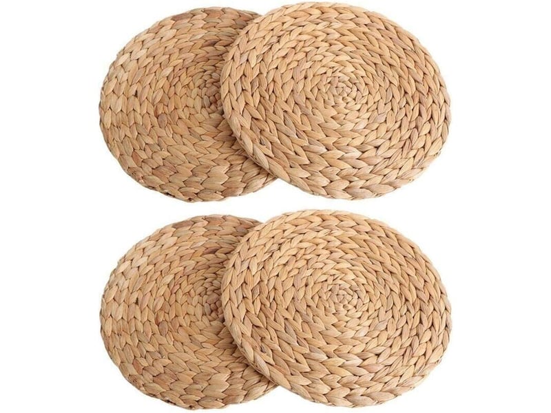  Rnemitery – lot de 4 sets de table ronds en jacinthe d'eau naturelle 30cm – tissés à la main – protection table – pour cuisine et restaurant  - Conforama B