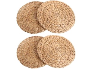 Rnemitery – lot de 4 sets de table ronds en jacinthe d'eau naturelle 30cm – tissés à la main – protection table – pour cuisine et restaurant