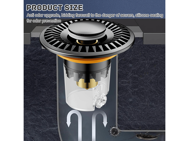 Bouchon de lavabo de salle de bain, 2 pièces, noir (pour trou de lavabo de diamètre 28-31 mm 33-40 mm) - Conforama C