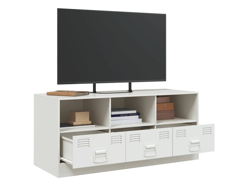  Meuble tv - banc tv - meuble de rangement blanc 99x39x44 cm acier  - Conforama E