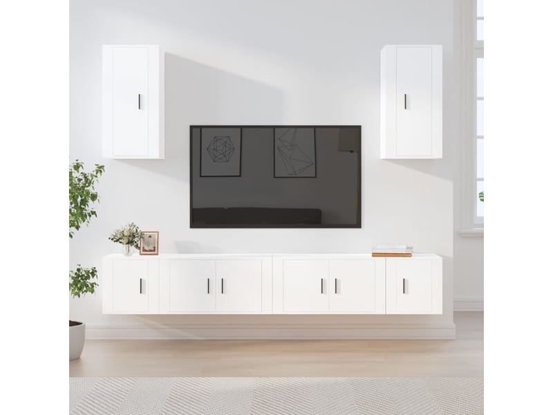  Ensemble de meubles tv - banc tv - meuble de rangement 6 pcs blanc bois d'ingénierie  - Conforama B
