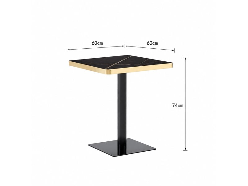  Table à manger carrée 60 x 60 cm effet marbre noir, bord doré et métal  - Conforama C