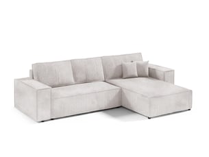 Canapé d'angle réversible convertible ULTRA 4 places Velours côtelé beige avec coffre de rangement