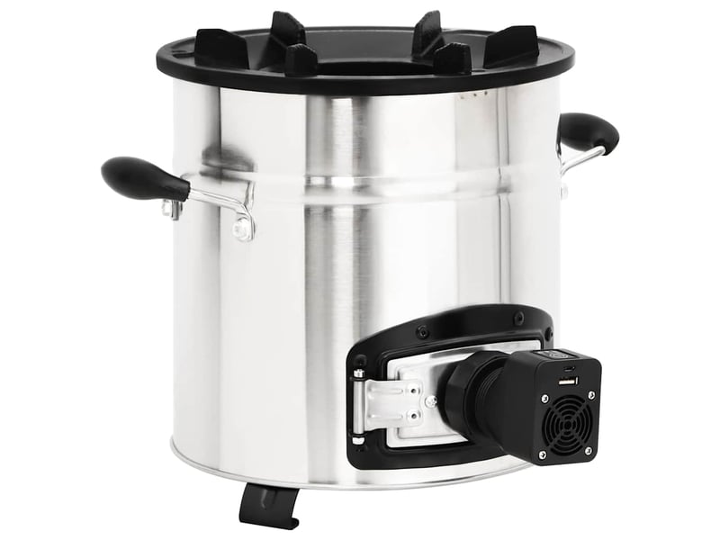  Poêle à bois avec ventilateur usb argenté 35,5x26x28 cm inox  - Conforama A