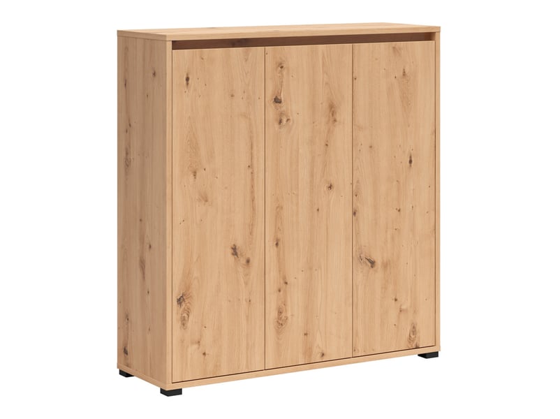  Armoire meuble à chaussures 3 portes coloris chêne artisan - longueur 103 x profondeur 34 x hauteur 108,3 cm  - Conforama A