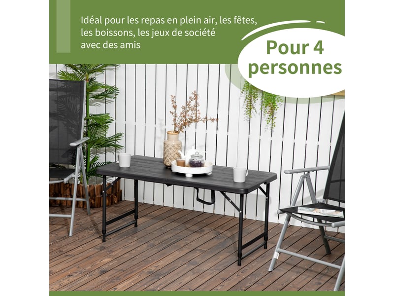 Table de jardin pliable réglable en hauteur 4 personnes 118 x 60 x 74 cm - Conforama D