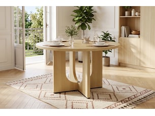 Table à manger ronde ø 120 cm, teinte chêne