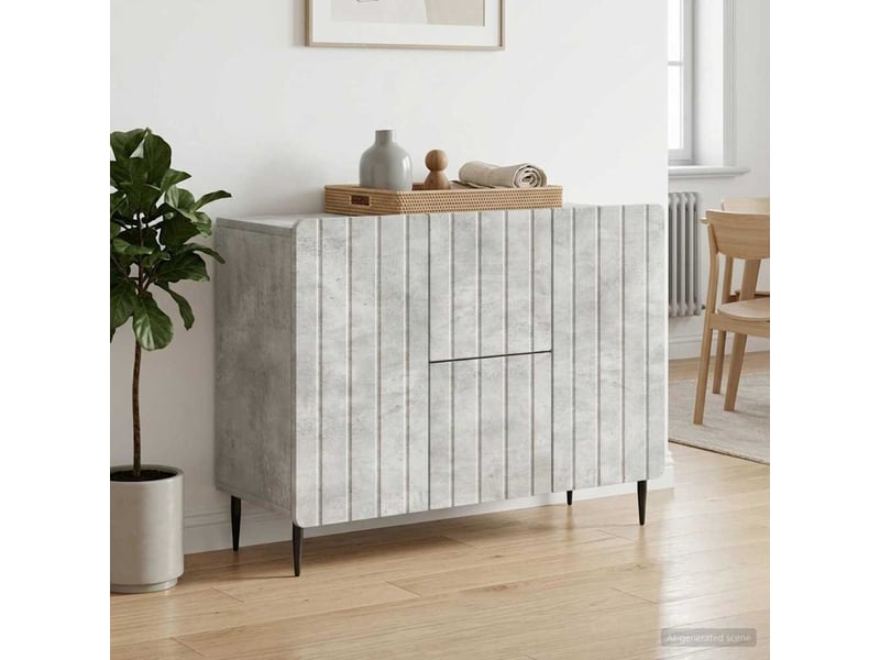  Buffet - bahut - meuble de rangement gris béton 89 x 34,5 x 62 cm bois d'ingénierie  - Conforama D