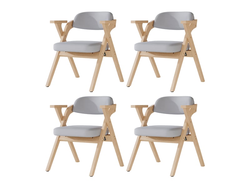  Lot de 6 chaises de salle à manger pliantes 64x67x76 cm, chaises cuisine, chaises repas, gris, bois lin, assise confort  - Conforama A
