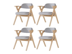 Lot de 6 chaises de salle à manger pliantes 64x67x76 cm, chaises cuisine, chaises repas, gris, bois lin, assise confort