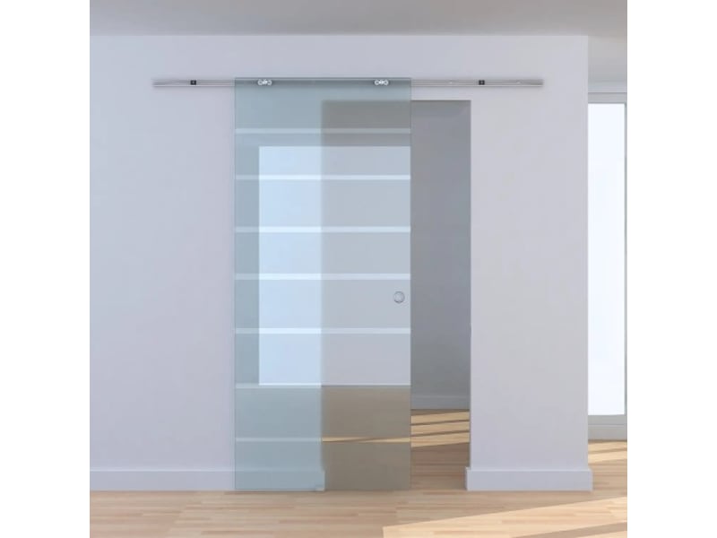  Porte coulissante en verre partiellement satiné 7759001025x2050 mm, porte intérieure élégante pour salon et espaces modernes  - Conforama E