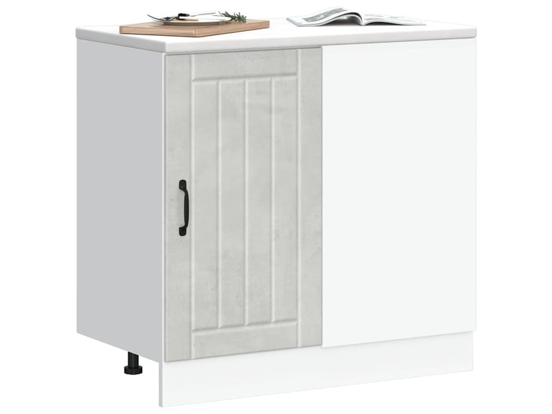  Meuble de rangement, meuble bas de cuisine gris béton bois ingénierie  - Conforama C
