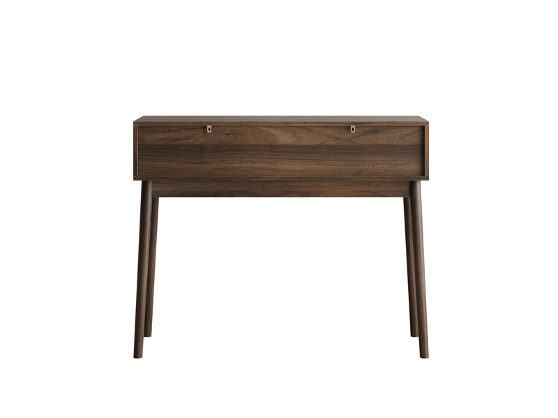  Bureau console 100x35x80 cm avec 2 tiroirs en mdf couleur marron, design simple, qualité et rangement optimisé  - Conforama E