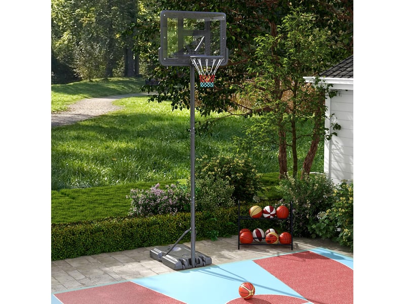  Panier de basket 90x60x370 cm réglable métal noir  - Conforama B