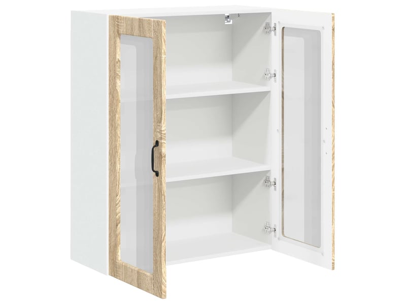  Meuble mural de cuisine, cabinet en verre mural chêne sonoma 80x31x100cm shl1148  - Conforama E