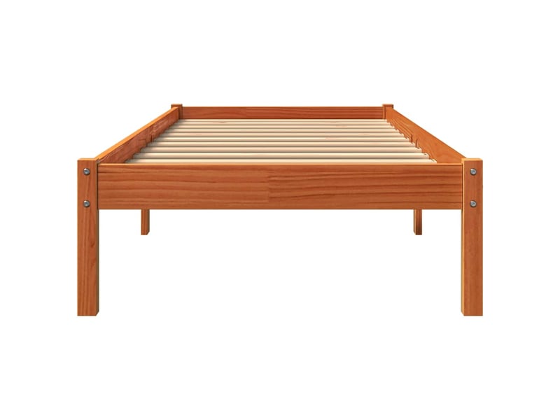  Lit simple- lit adulte -  cadre de lit sans matelas  marron 100x200cm bois pin massif  - Conforama C