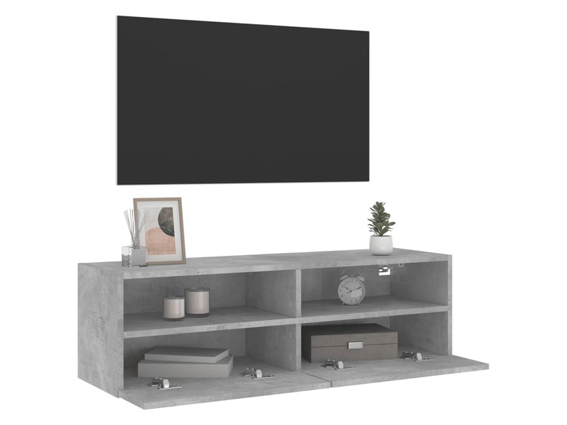  Meuble tv - banc tv - meuble de rangement mural gris béton 100x30x30 cm bois d'ingénierie  - Conforama E
