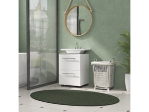 Meuble sous vasque, meuble de salle de bain compact blanc, rangement avec tiroir et porte pour petite salle de bain, 41.5x35.5x59cm
