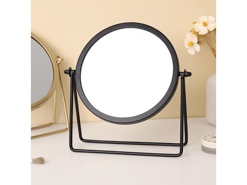  Miroir, miroir de maquillage, miroir sur pied, miroir de table, rond, rotation à 360°, design de cadre (noir)  - Conforama C