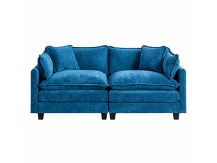 Canapé 2 places cloud de5012 bleu en chenille, canapé modulable moderne, coussins moelleux