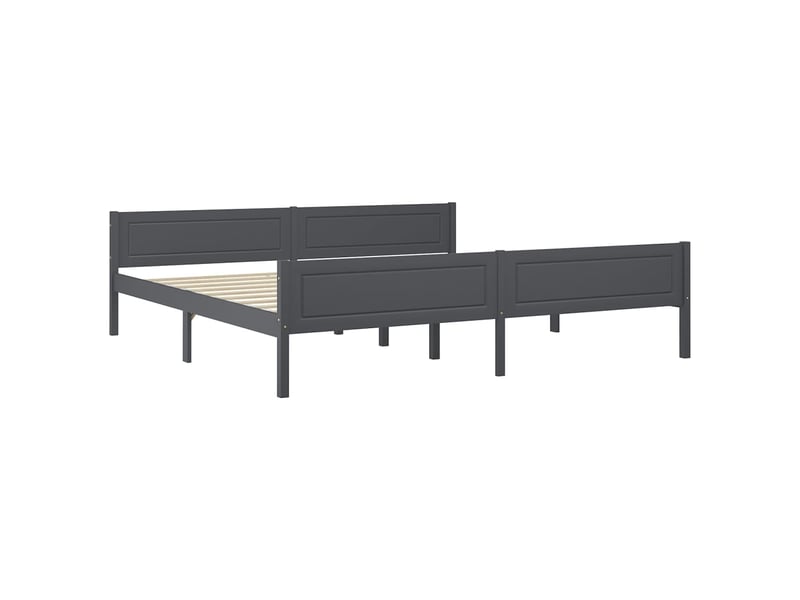  Lit double- lit adulte -  cadre de lit sans matelas bois massif de pin gris 200x200 cm  - Conforama A