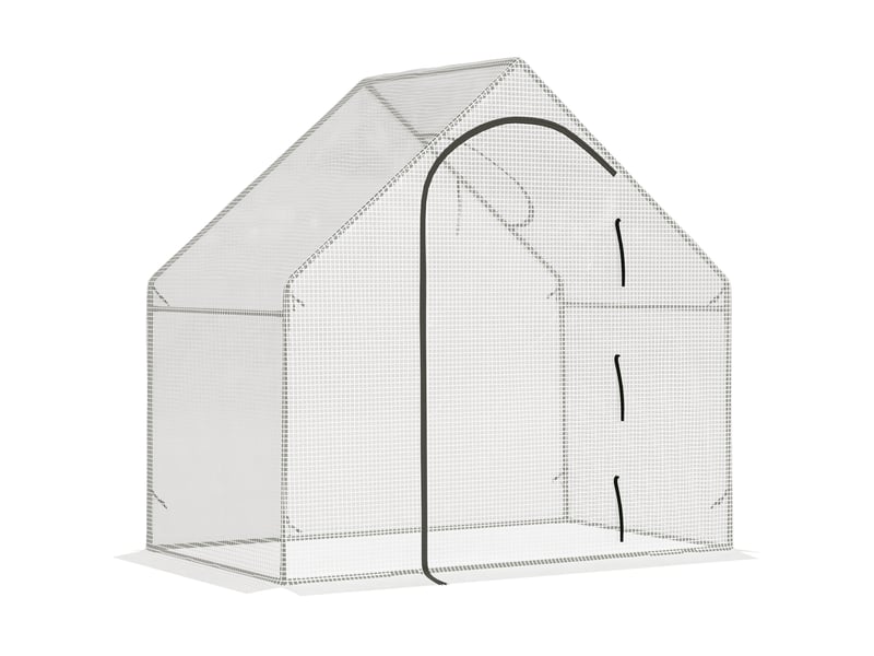  Serre de jardin 180 x 100 x 168 cm – blanche – porte enroulable, fenêtre haute et ancrages inclus  - Conforama A