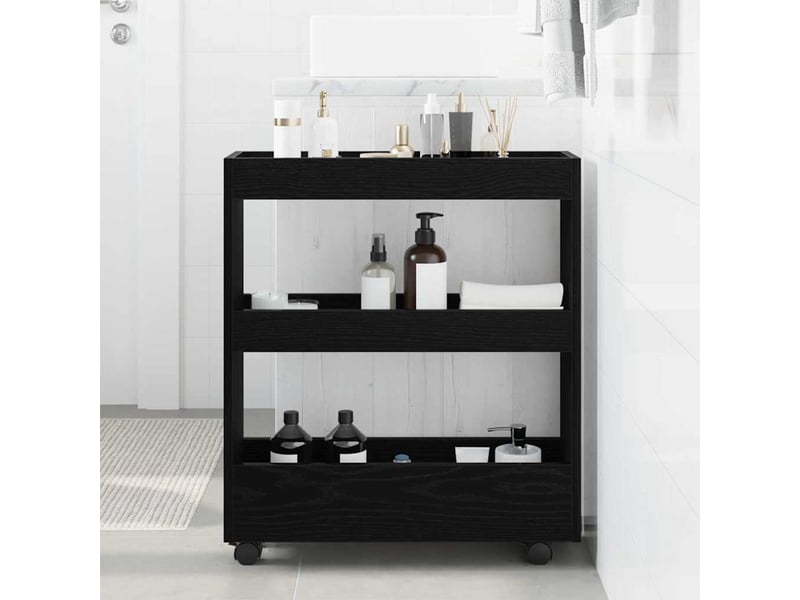  Chariot de rangement étroit pour bureau chêne noir 60x18x70 cm  - Conforama B