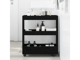 Chariot de rangement étroit pour bureau chêne noir 60x18x70 cm