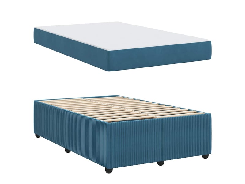  Lit double- lit adulte -  cadre de lit bleu 120 x 190 cm tissu  - Conforama C