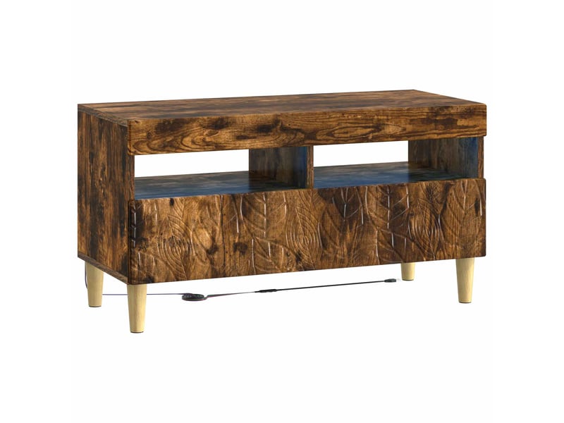  Ensemble de 3 meubles tv - banc tv - meuble de rangement led delft chêne fumé bois d'ingénierie  - Conforama E