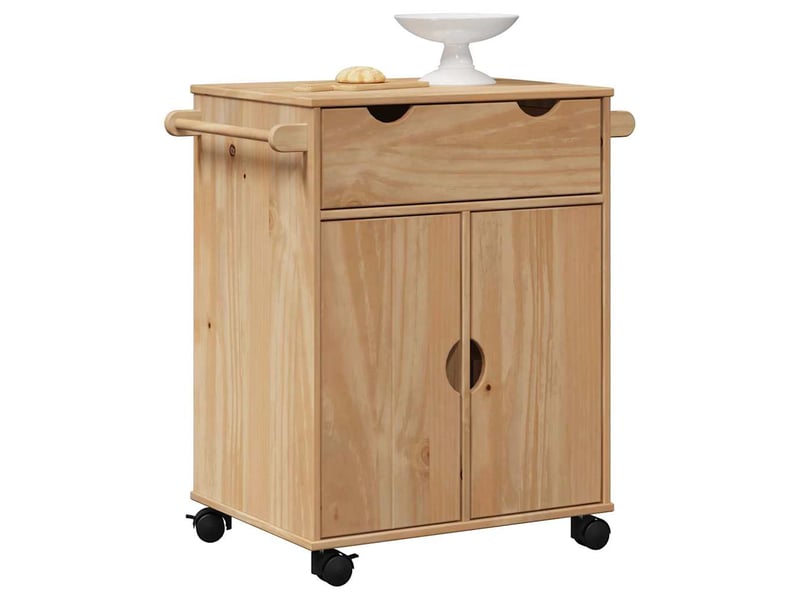 Desserte de cuisine, chariot de rangement otta 59x45x80 cm bois massif de pin shl28040 - Conforama B