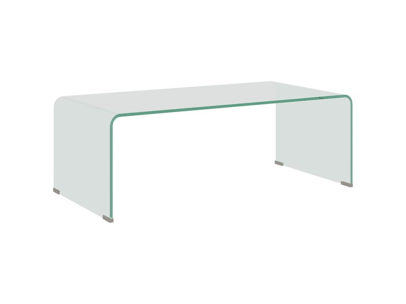  Table basse en verre table de salon rectangulaire design moderne en verre trempé avec bords arrondis sûrs transparent  - Conforama B