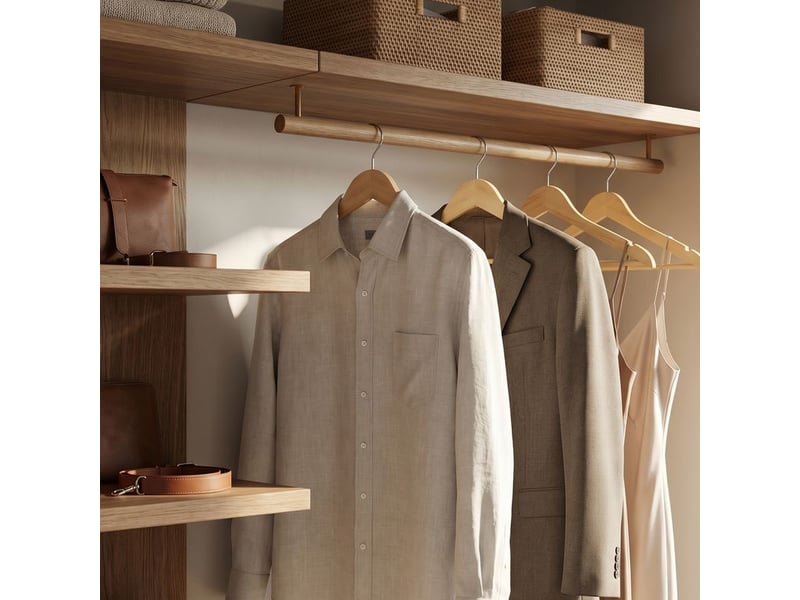  Cintres en bois pour costumes, lot de 50, avec encoches, 43 x 0,8 x 21 cm, naturel  - Conforama B