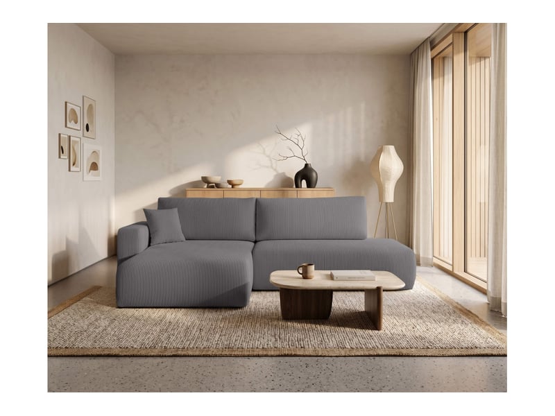  Alya - canapé d'angle max fixe et convertible 5 places en velours côtelé  - Conforama B