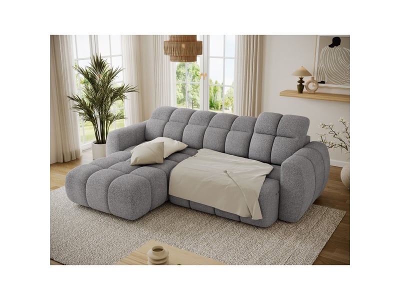 Canapé d'angle électrique fanoti 3 places gris chiné – angle gauche – version 2 - Conforama C