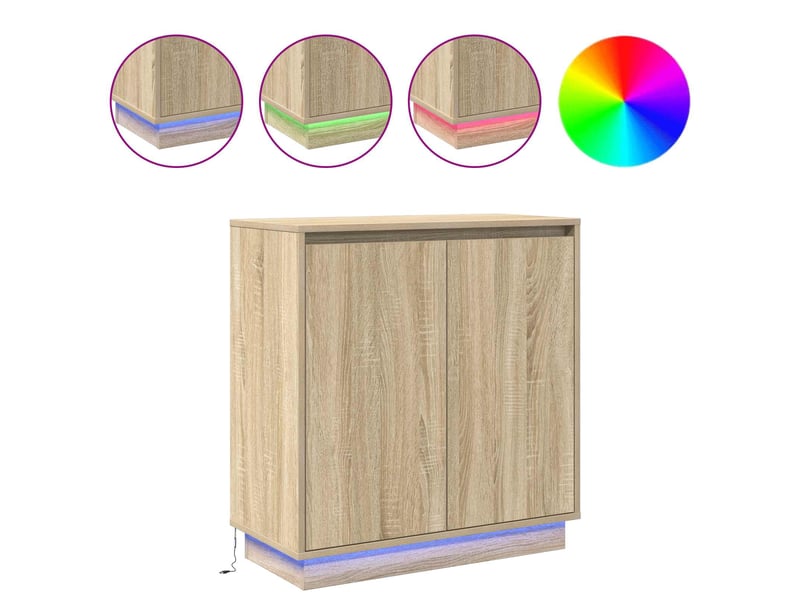 Buffet - bahut - meuble de rangement led chêne sonoma 71 x 34,5 x 75 cm bois d'ingénierie  - Conforama D