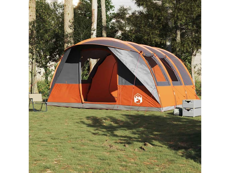  Tente de camping, tente tunnel 5 personnes gris et orange imperméable shl90477  - Conforama C