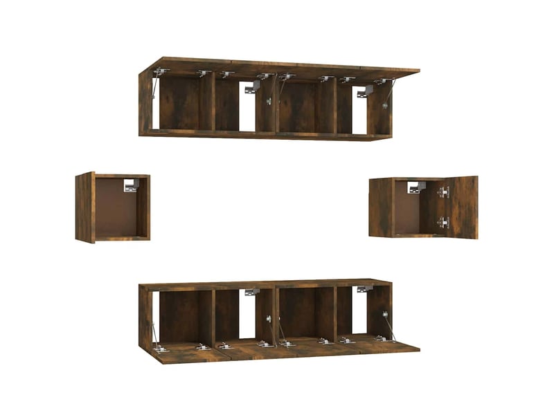  Ensemble de meubles tv 6 pcs chêne fumé bois d'ingénierie shl37156  - Conforama E