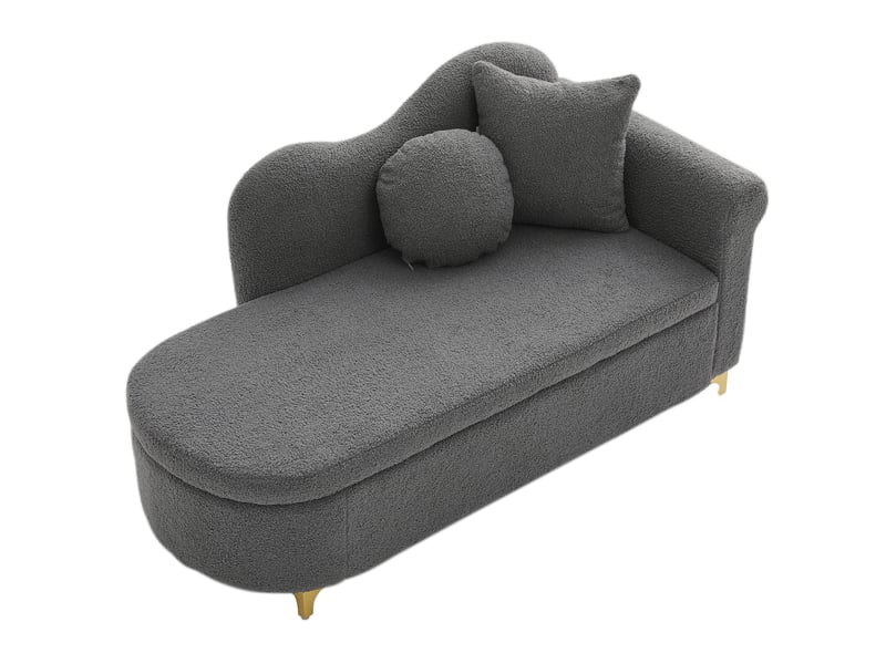  Méridienne avec rangement, design moderne, tissu bouclé beige, 134 cm, coussins inclus  - Conforama D