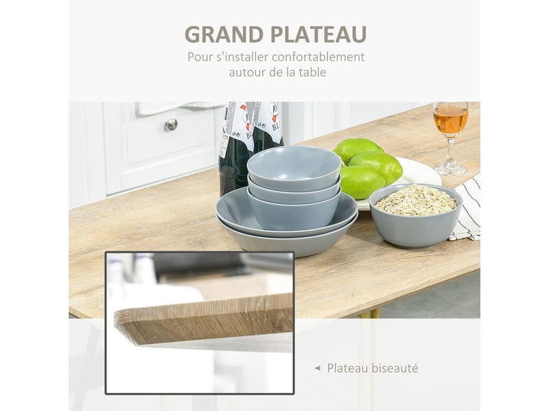  Table à manger rectangulaire pieds métal noir en épingles 120 x 60 x 75 cm  - Conforama D