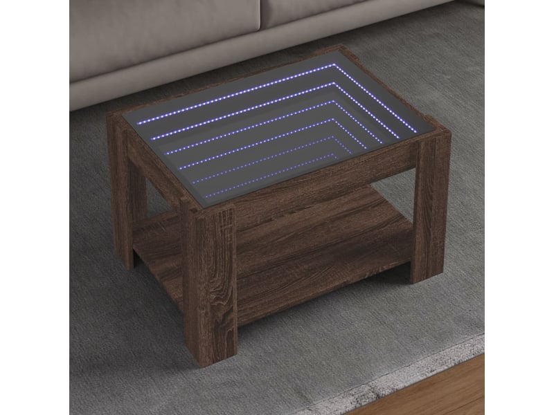  Table basse - table de salon - table à thé avec led chêne marron 73x53x45 cm bois d'ingénierie  - Conforama B