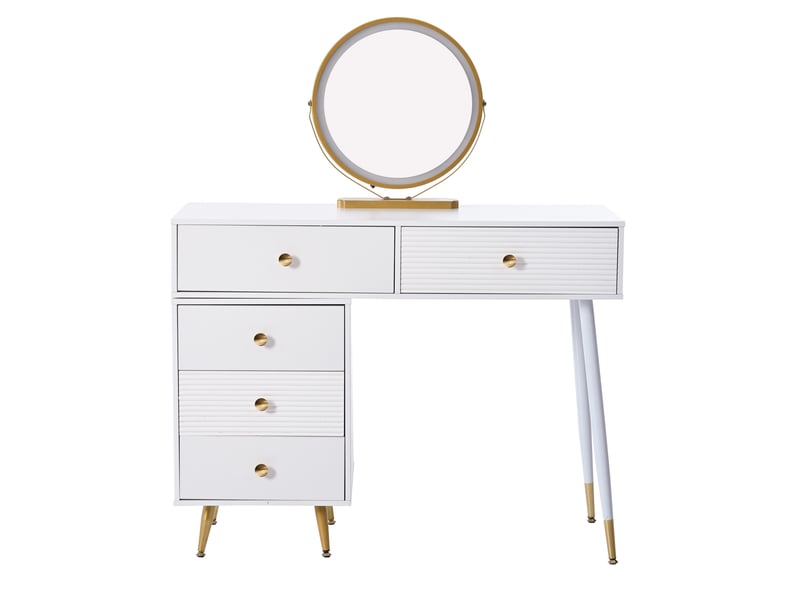  Coiffeuse avec miroir led tactile, tiroirs et caisson latéral modulable pour chambre, blanche, 100 × 40 × 78 cm  - Conforama A