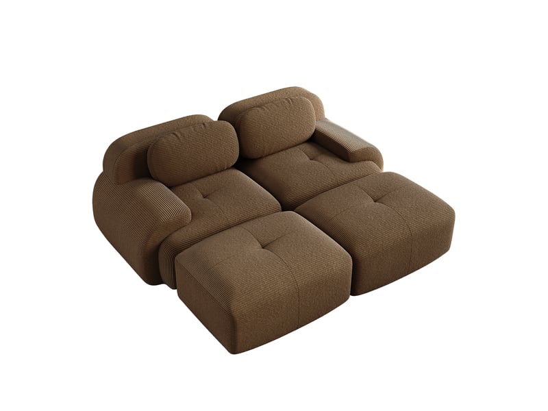  Canapé modulable, canapé 2 places, en velours tricoté, marron, sans structure, pour salon, mobilier pour espace de vie, chambre  - Conforama W