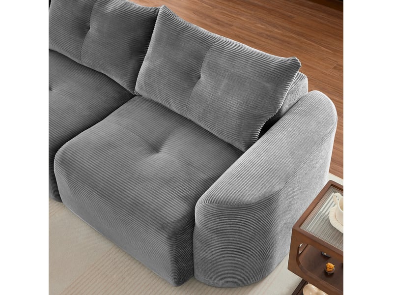Canapé 3 places modulaire en velours côtelé gris anthracite - Conforama R