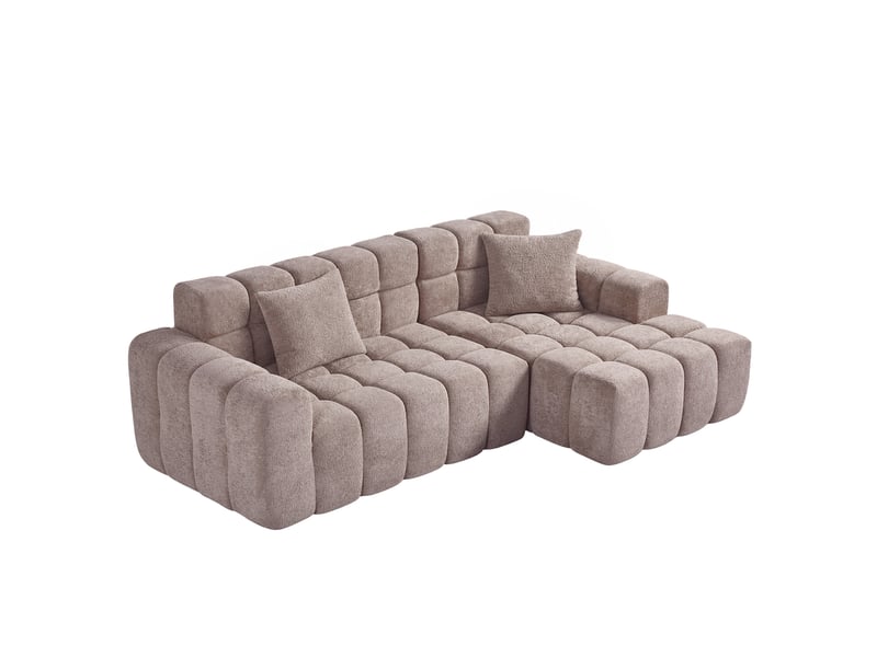 Canapé convertible modulable ulevr en velours, longueur 249,94 cm, configuration droite ou en l, marron café - Conforama A