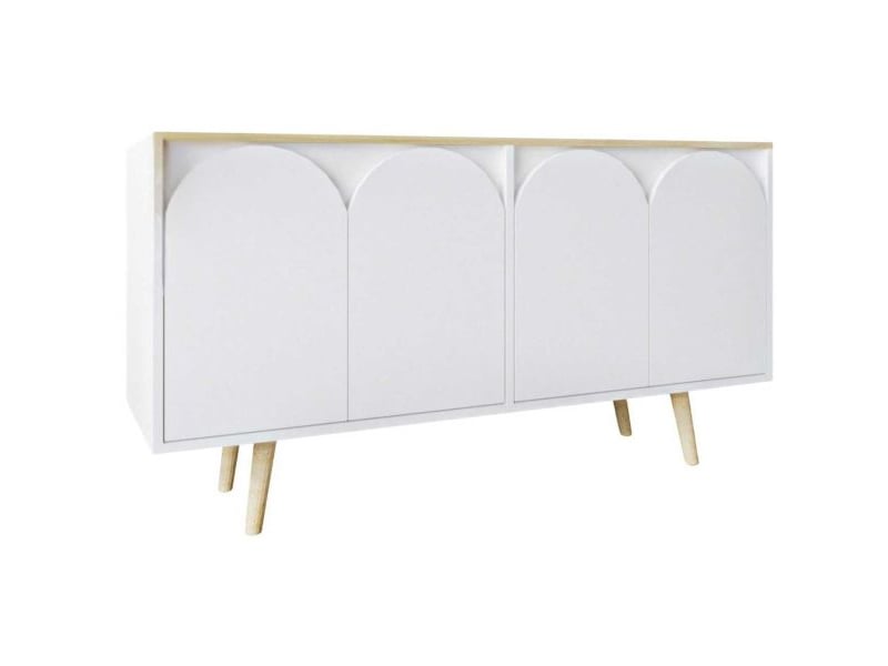 Buffet 4 portes en aggloméré venezia blanc et chêne  - Conforama A